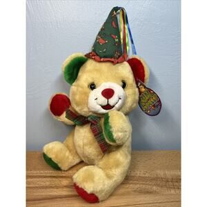 Fun Street Teddy Bear Plush Stuffed Animal Christmas Brown Green Red Party Hat